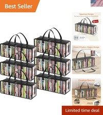 6 Pack DVD Storage Bags, Clear PVC DVD Case Holder with Handles, Front Window...
