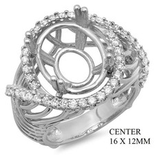 Semi Mount Ring Setting Oval 16X12 925 Sterling Silver