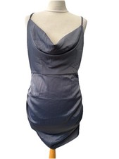 nasty gal Blue Satin Dress Size 12 Sleeveless Short Polyester Women’s 