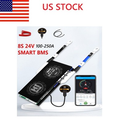 US 8S 24V 100A-250A LiFePo4 Battery Smart BMS Protection Board BMS Balancer w/BT