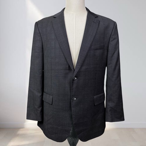 Jos. A. Bank Traveler Blazer Men 46R Black Glen Plaid Tailored Fit Wool Jacket