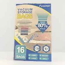 Fygrip 16 Pack Vacuum Storage Bags with Hand Pump, 4 Jumbo + 4 Large + 4 Medi