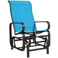 Outdoor Patio Gliding Chair, Swing Rocker Sling Fabric, Porch Deck Garden Blue