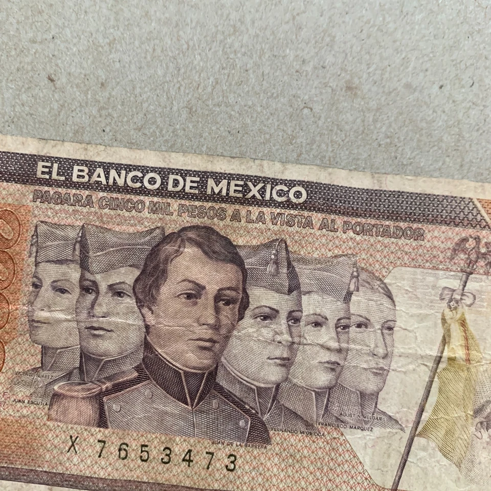 1987 Mexico Paper Money 5000 Pesos Cadets Heroes Mexican Currency Banknote - Image 2 of 4