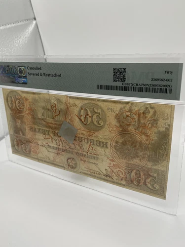 1839 $50 The Republic Of Texas Treasury Note (PMG 50) - Picture 5 of 6