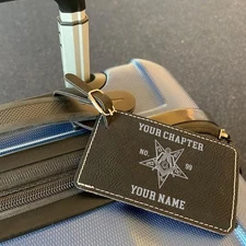 Custom OES Worthy Patron Symbol Leatherette Luggage Tag, Masonic Chapter Gift