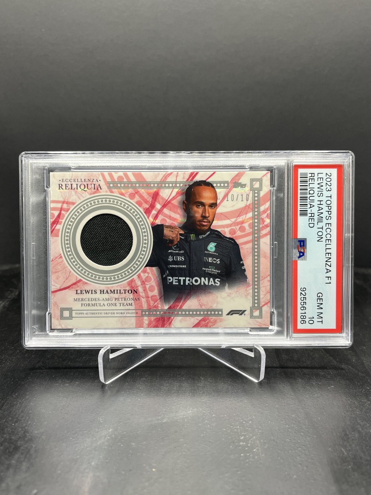 2023 Topps Eccellenza F1 Lewis Hamilton Reliquia Worn Relic Red 10/10 PSA 10