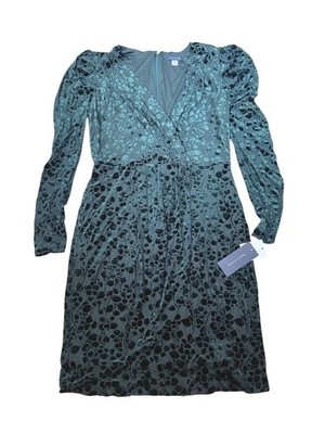 Tommy Hilfiger Women Green Velvet Burnout Floral Long Sleeve Faux Wrap  Dress 8 | eBay