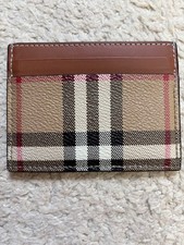 Burberry Card Case Check Pattern Leather Made in Italy Near Mint gift