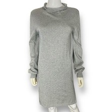 AYNI Zural Baby Alpaca Gray Mock Cowl Neck Tunic Sweater Dress M
