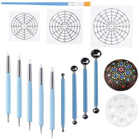 Set Mit 14 Mandala Punktierschablonen Werkzeugen Rock Painting Kit Punktier6444