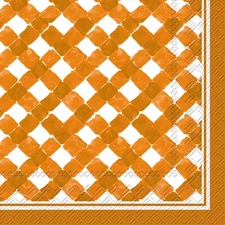 Boston International Roseanne Beck Cocktail Napkins, Orange Gingham