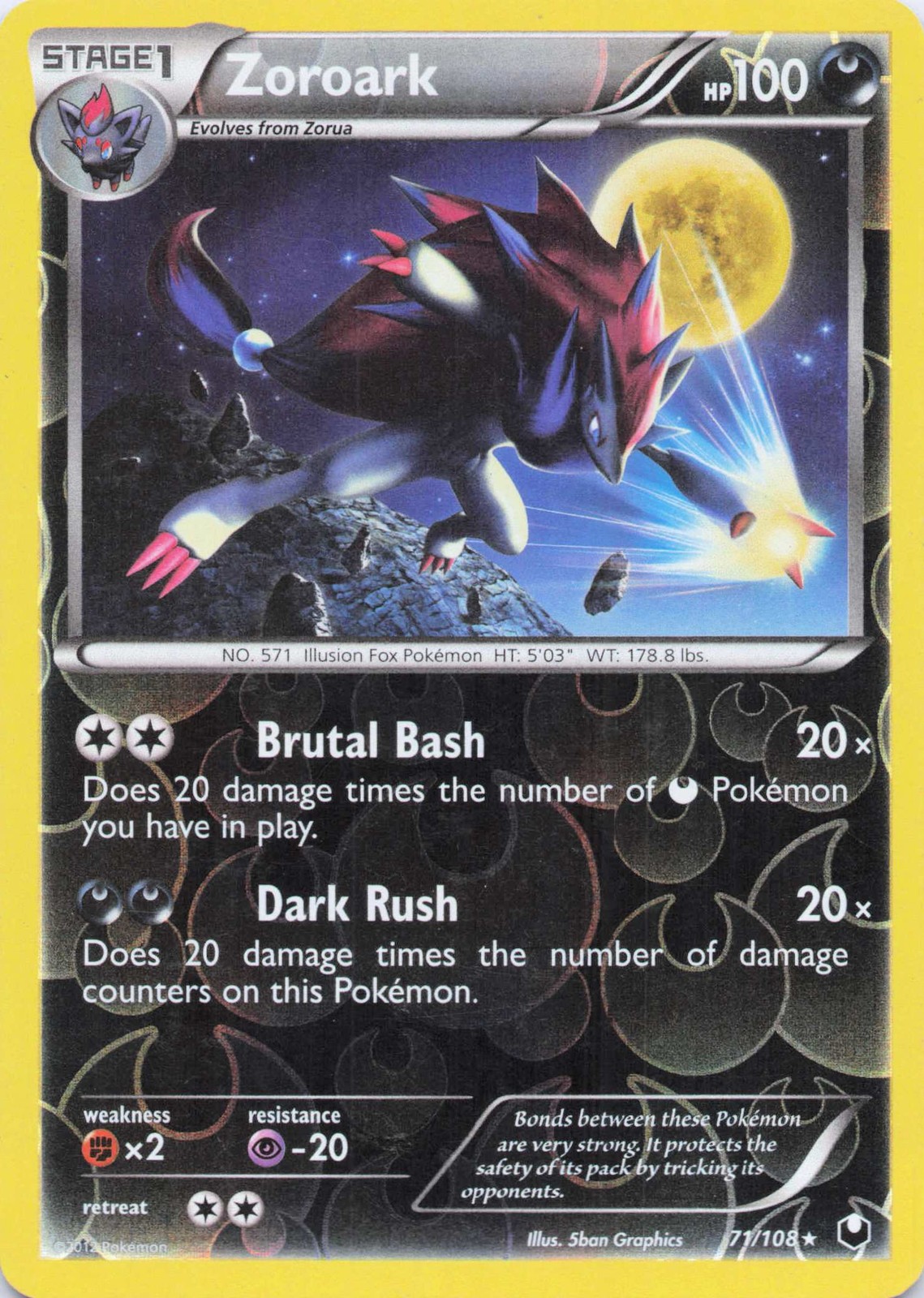 Zoroark Rare Reverse Holo Dark Explorers 71/108 LP