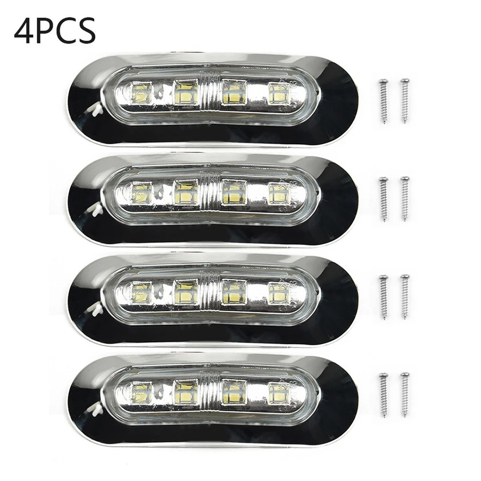 Marine 4-LED Courtesy Lights Cabin Deck Walkway Stair Light White 12-24V Kits - Image 4 of 4