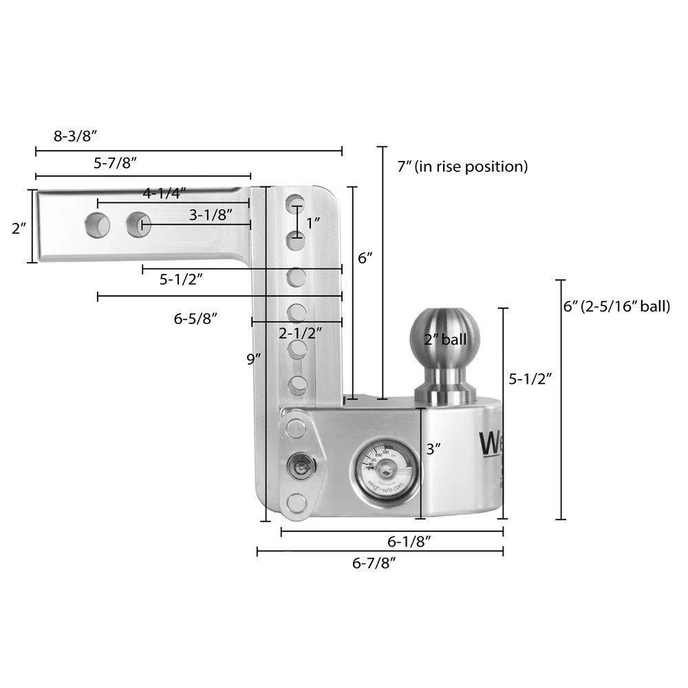 WS6-2-KA Adjustable Ball Mount Measurement Diagram