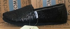TOMS Classics Black Glitter PS Kids Slip on shoes 001013C11/Black O