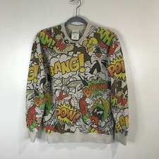 Looney Tunes All Over Print Sweatshirt Mens Medium M Tweety Bugs Taz Marvin