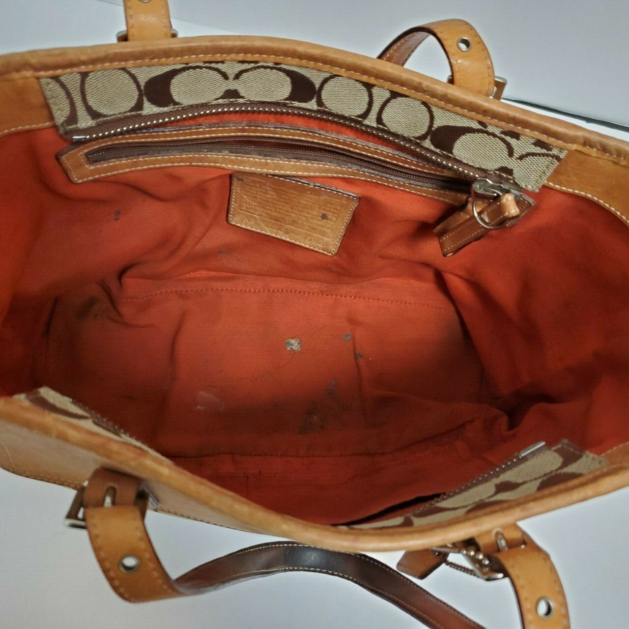 Coach J3J6892 Hampton Signature Monogram And Leather Purse/Satchel