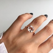 1,90 Ct Morganit- Und Natürlicher Diamant-Krappenring 18K Massives Roségold