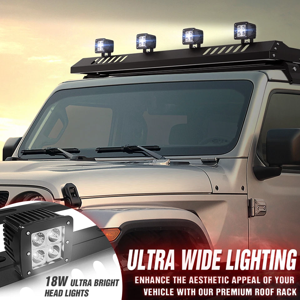 Roof Rack Cargo Basket For 07-24 Jeep Wrangler JK JL Unlimited &Gladiator JT 4DR Foto 3 de 4