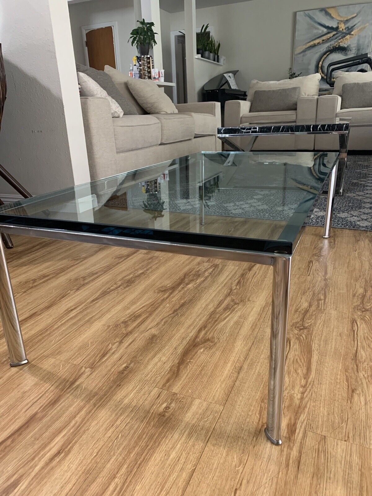 Ja Landbrugs Udholdenhed Florence Knoll Style Coffee Table in Glass and Chrome | eBay