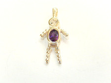 Purple February Sterling Silver Birthstone Baby Boy Pendant / Charm