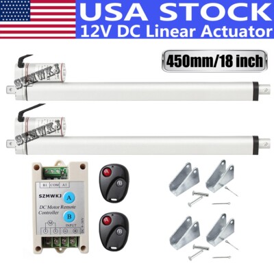 2PCS 18'' 1000N DC Linear Actuator Motor +Positive Inversion Controller +Brackets
