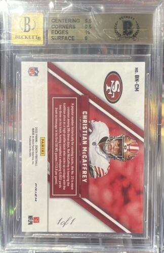 2022 ZENITH #12 CHRISTIAN MCCAFFREY BEHIND THE NUMBERS TOUCHDOWN 1/1 BGS 9.5/10 - Picture 3 of 3