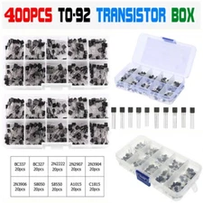 400PCS NPN PNP Transistor Assortment Kit Box BC337 BC327 2N2222 2N2907 2N3904 US