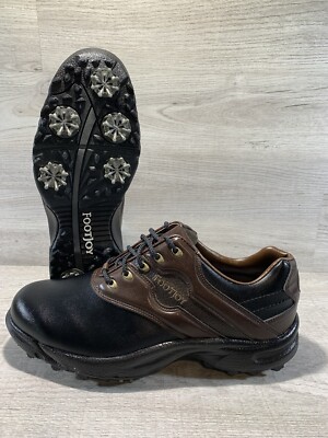 Footjoy‎ Greenjoys Golf Shoes Men\'s 11 Wide Black Brown 45564 Soft Spikes Footjoy Greenjoys Golf Shoes Black Dark Brown Soft Spikes  main image 2