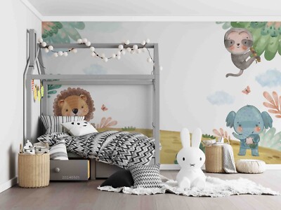 3D Animal Plant Cartoon Watercolor Wallpaper Wall Murals Removable Wallpaper 4