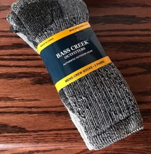Men Bass Creek Wool Blend Crew Socks 2 Pairs - Size 6-12 Outdoor/Work/Winter New