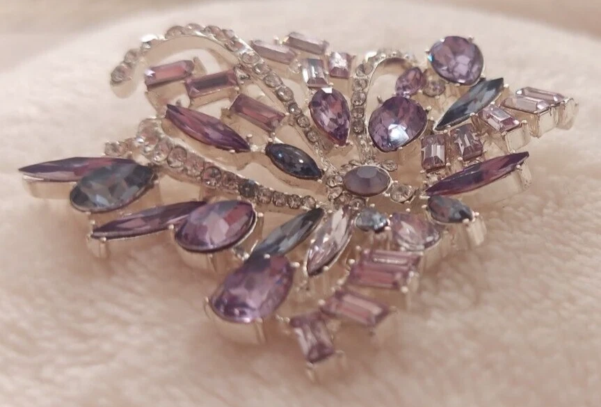 Nuevo Pin Napier Cristal Simulado Tono Plata Púrpura y Pulido Foto 4 de 4