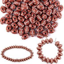 , 100 Pack Football Beads 18Mm for Sport Jewelry Making Necklace Bracelet Craft