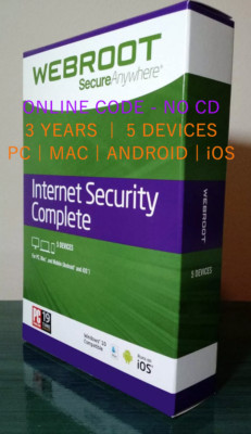 Webroot AntiVirus Complete 2025 3-YRS, 5 PC/MAC/Smartphones - ONLINE KEY (NO CD)