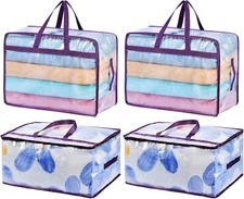 20 Gallon Large Clear Blanket Storage Bags for Bedding with Zipper Handles, 76L 