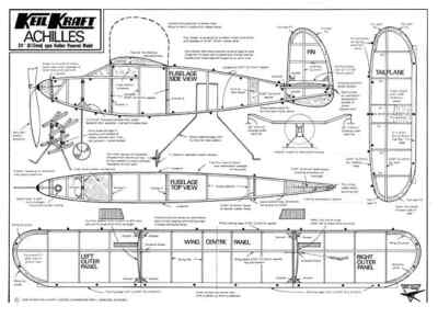 PDF File on USB RC Model Airplane Plans: Achilles Free Flight Rubber Power 24''