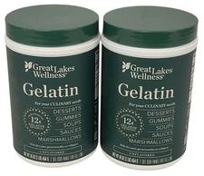 x2-16oz EACH Great Lakes Wellness Unflavored Grass Fed Beef Gelatin Powder 1/30