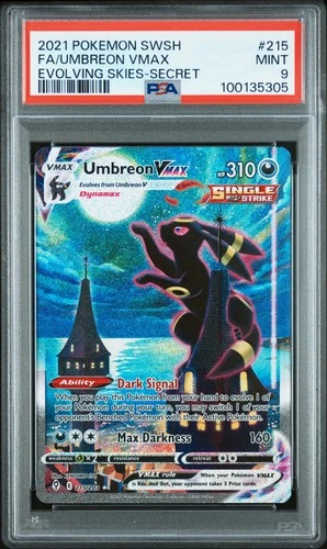 2021 POKEMON SWORD & SHIELD EVOLVING SKIES SECRET FULL ART/UMBREON VMAX PSA 9