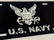 3D Engraved United States US NAVY Car Tag Diamond Etched Metal License Plate