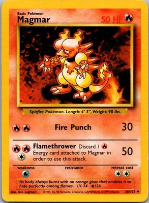 Magmar Uncommon Base Set 036/102 MP