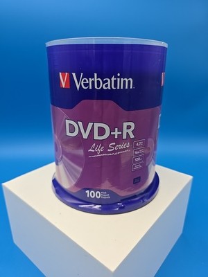 100 VERBATIM 16X DVD+R Life Series Logo 4.7GB Media Disc Spindle 97175 (SEALED)