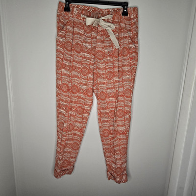 Free People Relax  Loose Fitting Tie Linen Blend Boho Ankle Cuff Pants Size 2