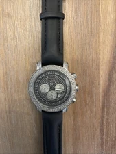 JoJo Mens Diamond Paved Gun Metal Wrist Watch JRM00075 