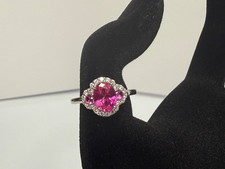 Oval 1.50 ct Lab Created Pink Sapphire Diamond Ring size 7