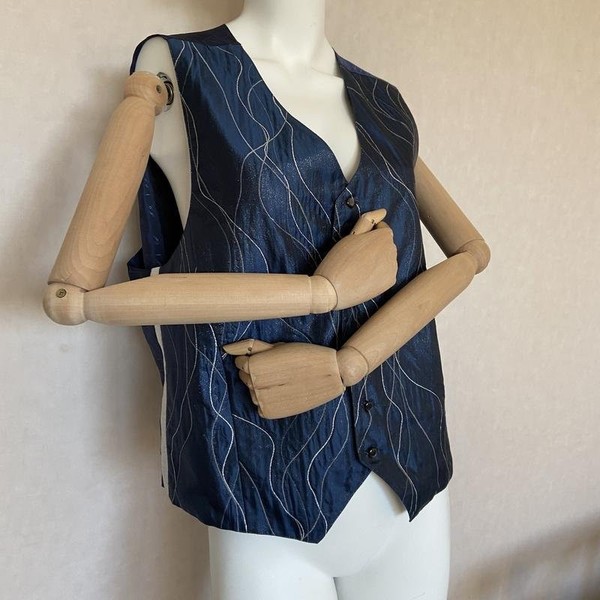 Women Vitaliano Pancaldi Vest Navy Silk 40 / L /