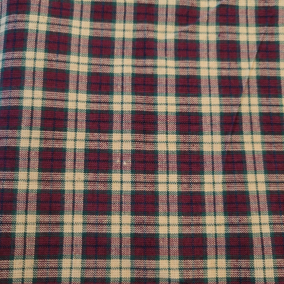 Plaid Fabric Burgundy Beige Cotton 22"x44" Small Piece for Quilting Crafts - Image 3 of 4