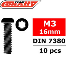 Team Corally C-3003-30-16 Hex Button Head Steel Screws M3 x 16mm (10) RC Car