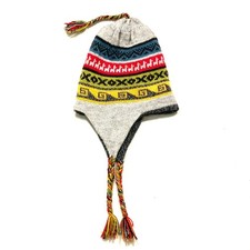 Handmade Peruvian Alpaca Wool Chullo Hat Womens Winter Knit Earflap Beanie Boho