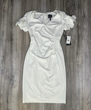 Adrianna Papell Knit Crepe Short Dress Ivory White Womens Size 2 Brand NEW